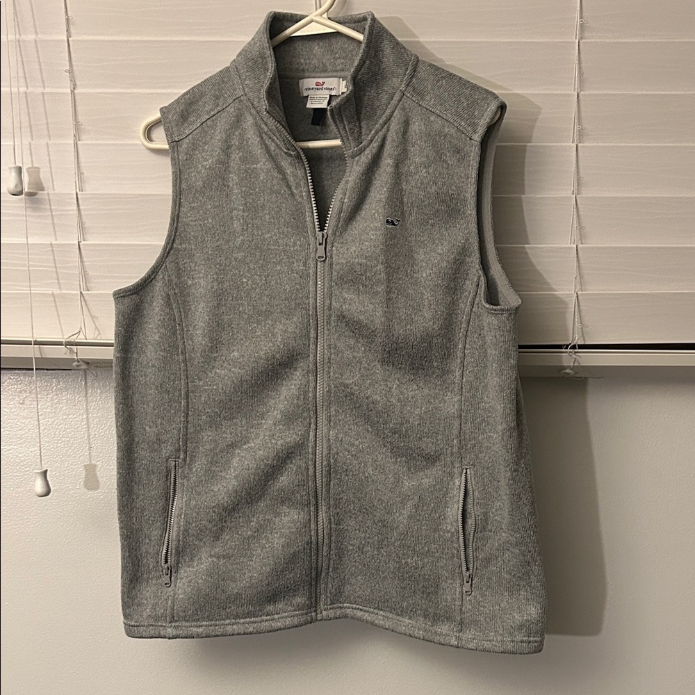 Vineyard Vines Light Gray Fleece Zip Vest
